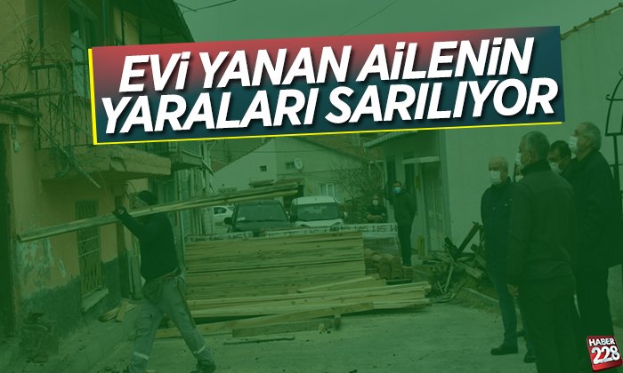 Evi yanan ailenin yaraları sarılıyor