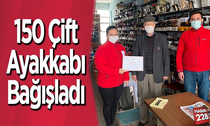 150 çift ayakkabı bağışladı
