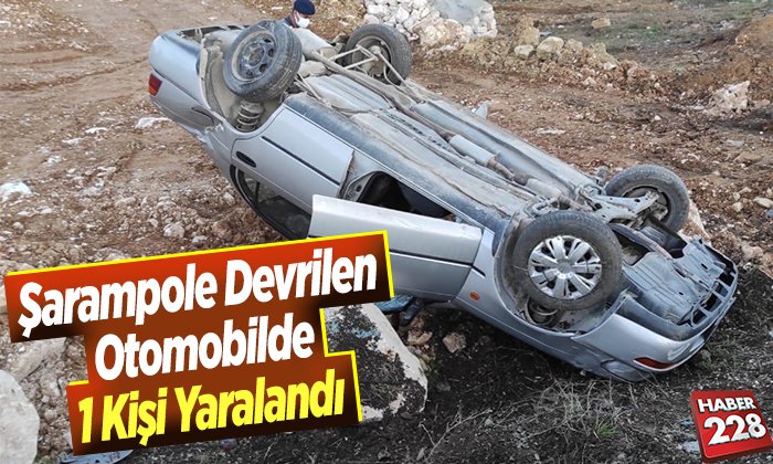 Şarampole devrilen otomobilde 1 kişi yaralandı