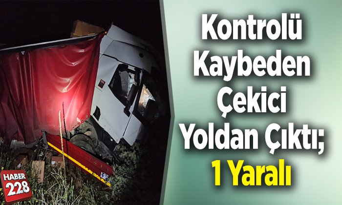 Kontrolden çıkan çekici yoldan çıktı 1 yaralı
