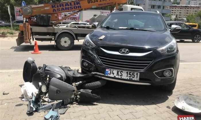 otomobil ile elektrikli motosiklet çarpıştı 1 yaralı (3)