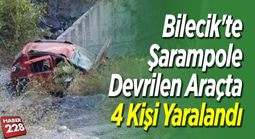 Bilecikte şarampole devrilen araçta 4 kişi yaralandı