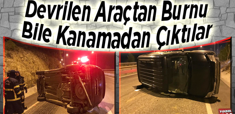 Bilecik’te devrilen araçta yaralanan olmadı!