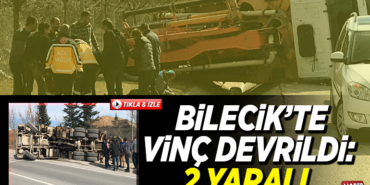 Bilecik'te vinç devrildi 2 yaralı