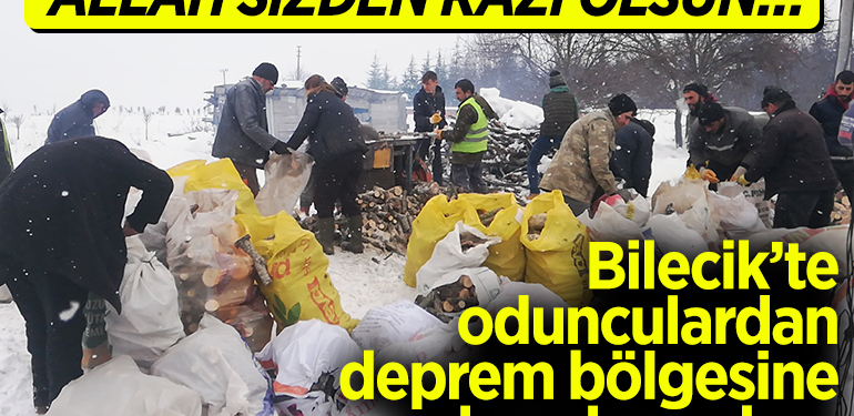 Bilecik’te odunculardan deprem bölgesine yakacak yardımı
