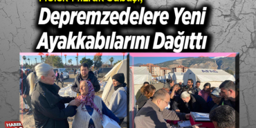 depremzedelere yeni ayakkabılarını dağıttı