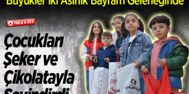 bayram geleneğinde şeker ve çikolata dağıtıldı