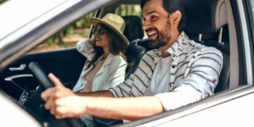 Family on vacation in the car