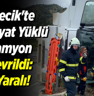 Bilecik'te hafriyat yüklü kamyon devrildi 1 yaralı!