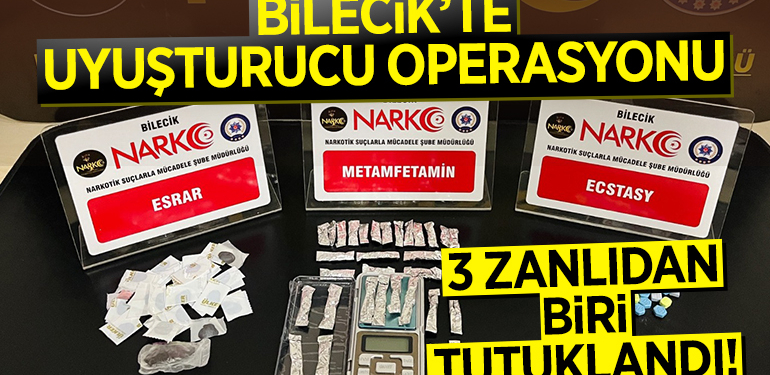 Bilecik’te yakalanan 3 uyuşturucu şüphelisinden biri tutuklandı