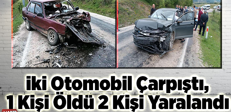 İki Otomobil Çarpıştı, 1 Kişi öldü 2 Kişi Yaralandı