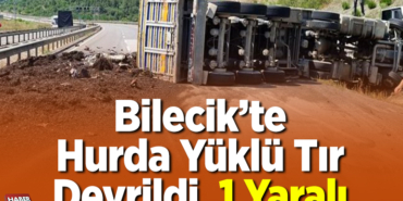 Hurda yüklü tır devrildi, 1 yaralı