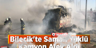 Saman Yüklü Kamyon Alev Aldı