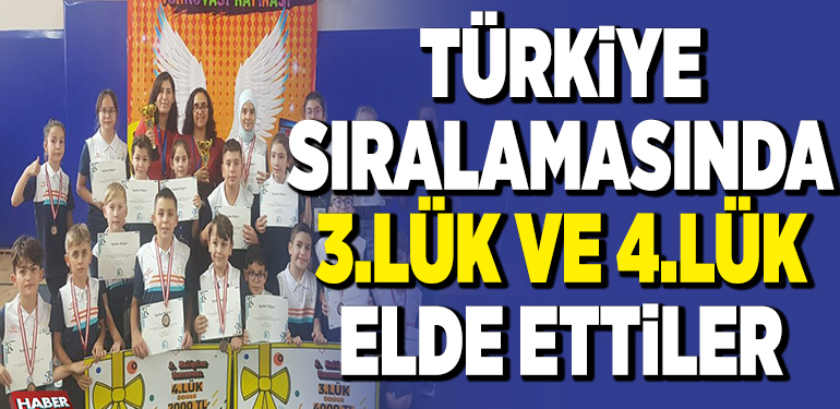 TÜRKİYE SIRALAMASINDA 3.LÜK VE 4.LÜK ELDE ETTİLER