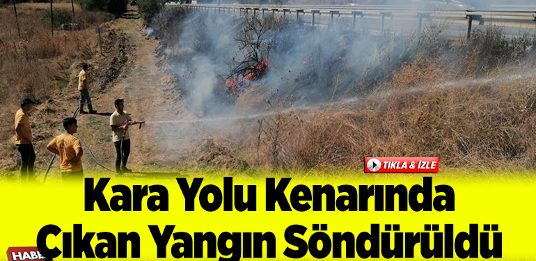 Kara yolu kenarında çıkan yangın söndürüldü