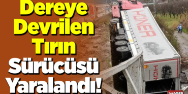 Dereye devrilen tırın sürücüsü yaralandı!