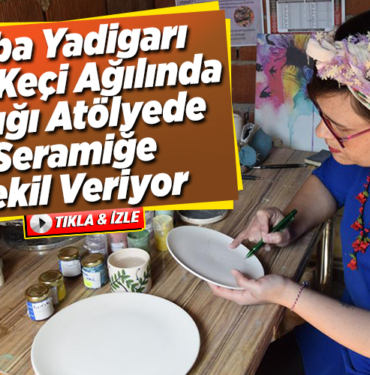 Baba yadigarı eski keçi ağılında açtığı atölyede seramiğe şekil veriyor