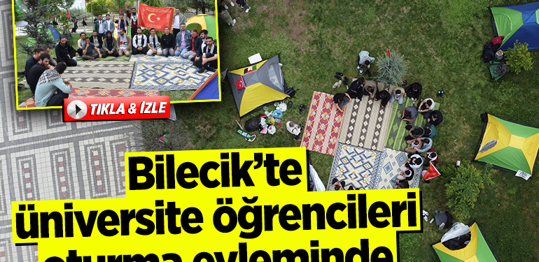 Bilecik’te üniversite öğrencileri Filistinlilere destek için oturma eyleminde