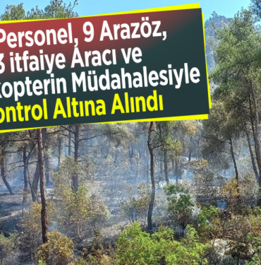 48 personel, 9 arazöz, 3 itfaiye aracı ve 2 helikopterin müdahalesiyle kontrol altına alındı