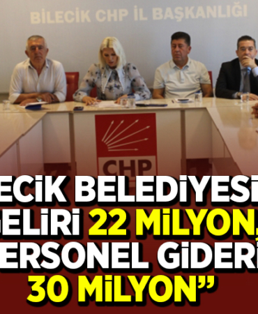 BBİLECİK BELEDİYESİNİN GELİRİ 22 MİLYON, PERSONEL GİDERİ 30 MİLYON