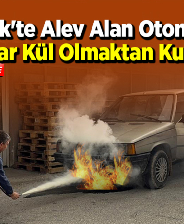Bilecik'te Alev Alan Otomobili Esnaflar Kül Olmaktan Kurtardı!