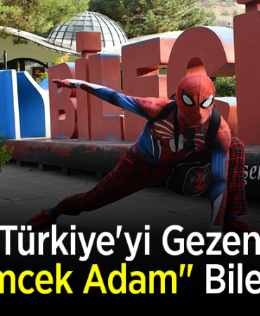 Türkiye'yi gezen Örümcek Adam Bilecik'te