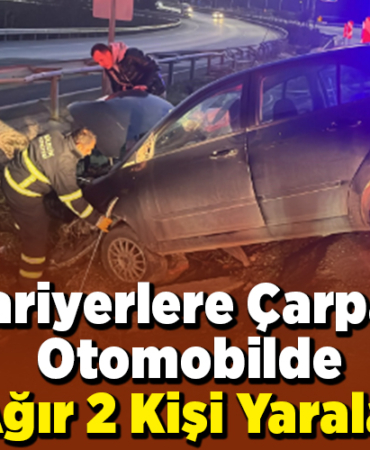 Bilecik'te bariyerlere çarpan otomobilde 1'i ağır 2 kişi yaralandı