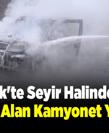 Bilecik'te seyir halindeyken alev alan kamyonet yandı