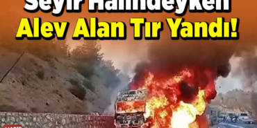 Seyir halindeyken alev alan tır yandı