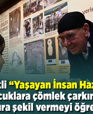 Bilecikli Yaşayan İnsan Hazinesi çocuklara çömlek çarkında çamura şekil vermeyi öğretiyor