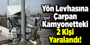 Yön levhasına çarpan kamyonetteki 2 kişi yaralandı