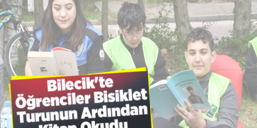 Bilecik'te öğrenciler bisiklet turunun ardından kitap okudu