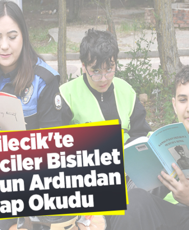 Bilecik'te öğrenciler bisiklet turunun ardından kitap okudu