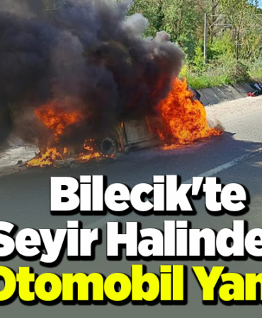 Bilecik'te seyir halindeki otomobil yandı