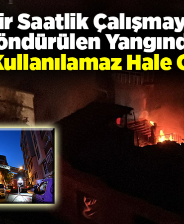 bir saatlik çalışmasıyla söndürülen yangında, ev kullanılamaz hale geldi