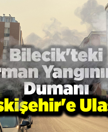 Bilecik'teki orman yangınının dumanı Eskişehir'e ulaştı