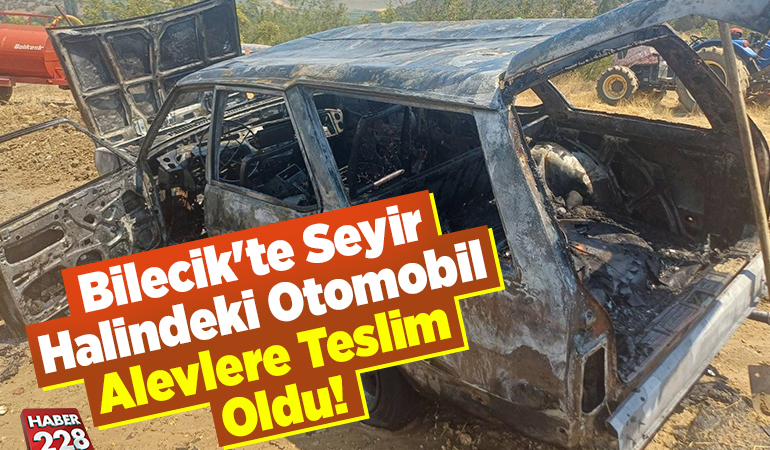 Bilecik’te seyir halindeki otomobil yandı