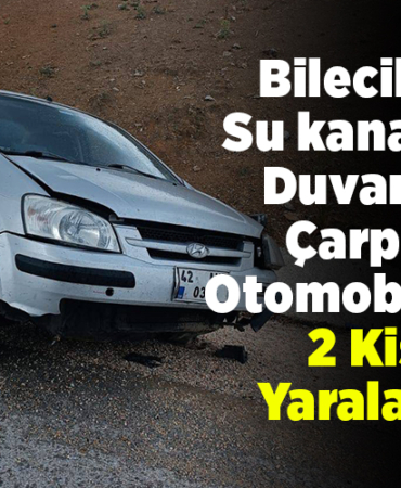 Bilecik'te su kanalının duvarına çarpan otomobildeki 2 kişi yaralandı