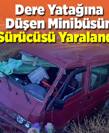 Dere yatağına düşen minibüsün sürücüsü yaralandı