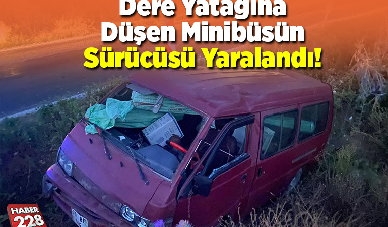 Dere yatağına düşen minibüsün sürücüsü yaralandı