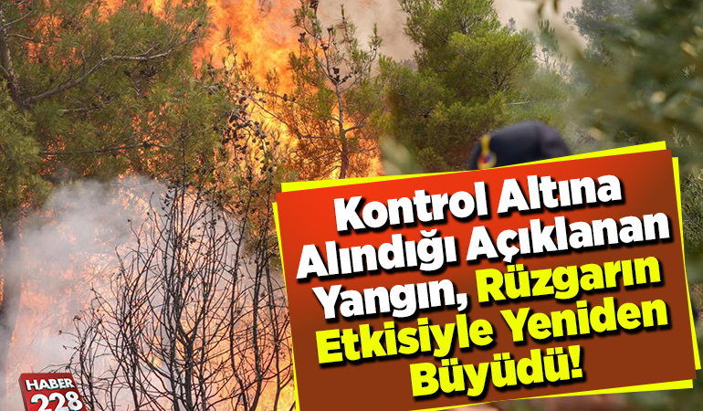 Kontrol altına alındığı açıklanan yangın, rüzgarın etkisiyle yeniden büyüdü