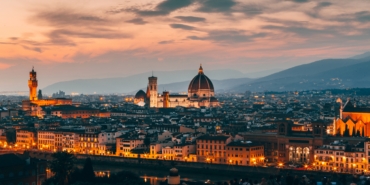 Beautiful aerial shot of Florence, Italy architecture in the evening