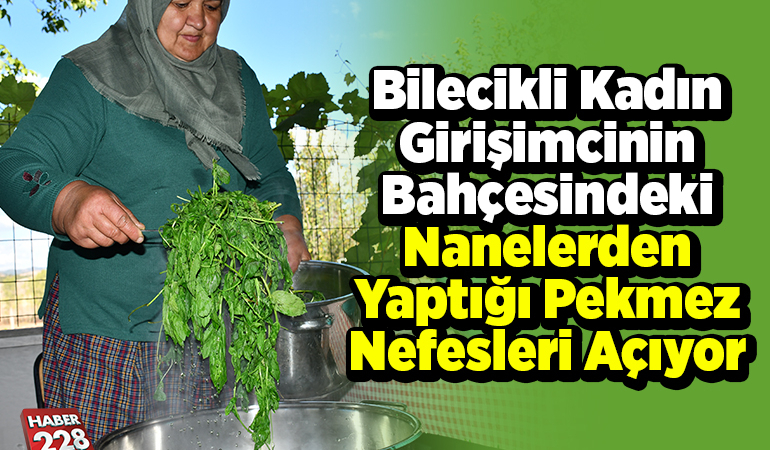 Bilecikli kadın girişimcinin bahçesindeki nanelerden yaptığı pekmez nefesleri açıyor