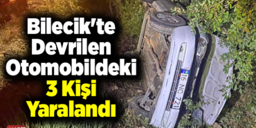 Bilecik'te devrilen otomobildeki 3 kişi yaralandı