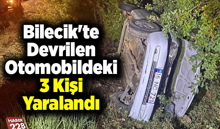 Bilecik’te devrilen otomobildeki 3 kişi yaralandı