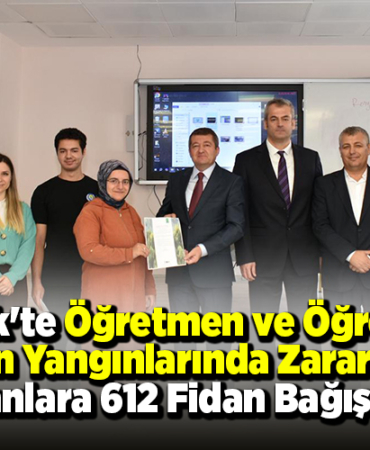 Bilecik'te öğretmen ve öğrenciler orman yangınlarında zarar gören alanlara 612 fidan bağışladı