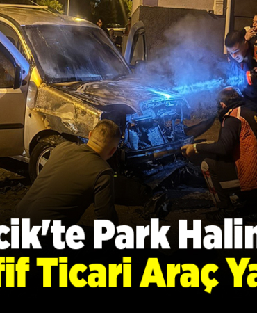 Bilecik'te park halindeki hafif ticari araç yandı