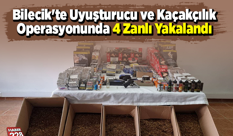 Bilecik’te uyuşturucu ve kaçakçılık operasyonunda 4 zanlı yakalandı