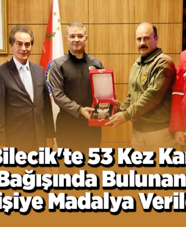 Bilecik'te 53 kez kan bağışında bulunan kişiye madalya verildi