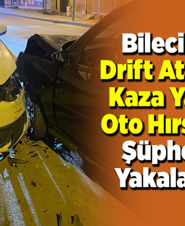 Bilecik'te drift atarken kaza yapan oto hırsızlığı şüphelisi yakalandı